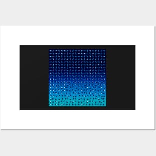 Abstract tiny futuristic circles in deep blue and azure Posters and Art